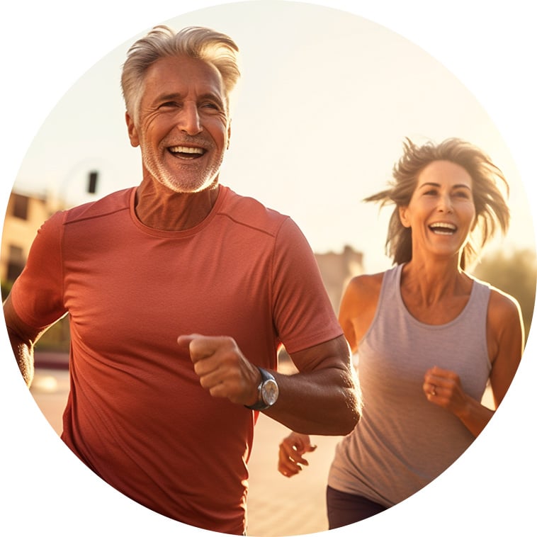 mature couple running together